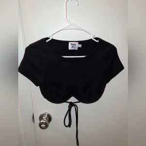 Princess Polly Black Crop Shirt